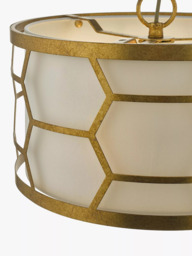 Där Metal Hexagon Small Pendant Ceiling Light, Gold/Ivory - thumbnail 3