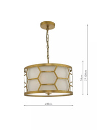 Där Metal Hexagon Small Pendant Ceiling Light, Gold/Ivory - thumbnail 4