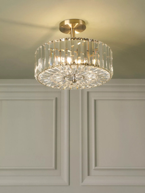 Laura Ashley Fernhurst 3 Bulb Semi-Flush Ceiling Light, Antique Brass - image 1