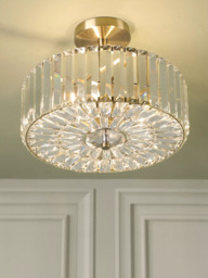 Laura Ashley Fernhurst 3 Bulb Semi-Flush Ceiling Light, Antique Brass - thumbnail 3