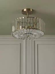 Laura Ashley Fernhurst 3 Bulb Semi-Flush Ceiling Light, Antique Brass - thumbnail 2