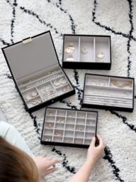 Stackers Raffia Top Classic Jewellery Box, Set of 4 - thumbnail 2