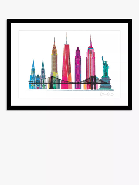 John Lewis Ilona Drew 'New York Skyline' Framed Print & Mount, 53.5 x 73.5cm, Multi - image 1