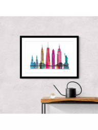 John Lewis Ilona Drew 'New York Skyline' Framed Print & Mount, 53.5 x 73.5cm, Multi - thumbnail 2