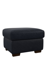 John Lewis Camden Leather Storage Footstool, Dark Leg - thumbnail 1