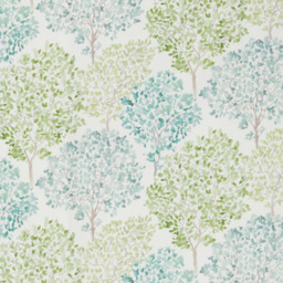 John Lewis Leckford Trees Print Pair Lined Pencil Pleat Curtains, Green - thumbnail 2