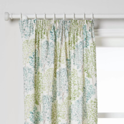 John Lewis Leckford Trees Print Pair Lined Pencil Pleat Curtains, Green - thumbnail 1