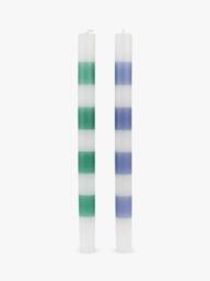 Talking Tables Dine in Colour Striped Dinner Candles, Pack of 4, Green/Blue - thumbnail 2