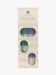Talking Tables Dine in Colour Striped Dinner Candles, Pack of 4, Green/Blue - thumbnail 1