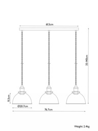 John Lewis Baldwin 3 Pendant Diner Ceiling Light - thumbnail 6