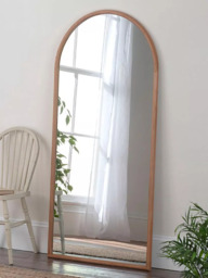 Yearn Kimpton Solid Oak Wood Arched Frame Full-Length Wall/Leaner Mirror, 180 x 80cm, Natural - thumbnail 1