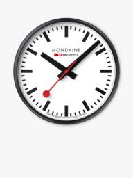 Mondaine Official Swiss Railways Wall Clock, White/Black, 25cm