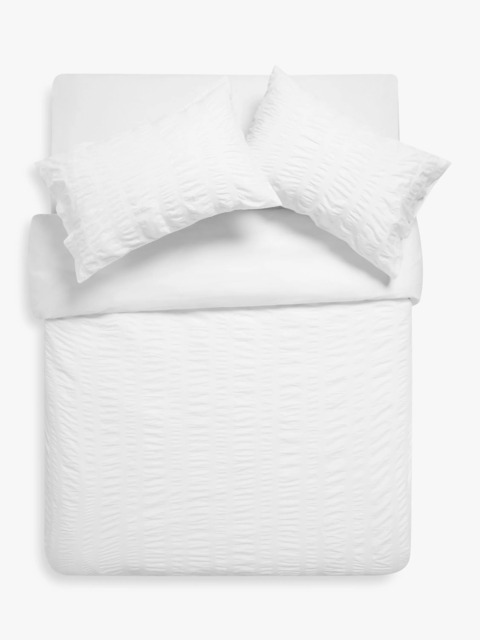 John Lewis Oversized Pure Cotton Seersucker Duvet Cover Set, White - image 1