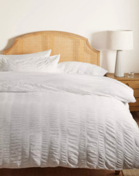 John Lewis Oversized Pure Cotton Seersucker Duvet Cover Set, White - thumbnail 2