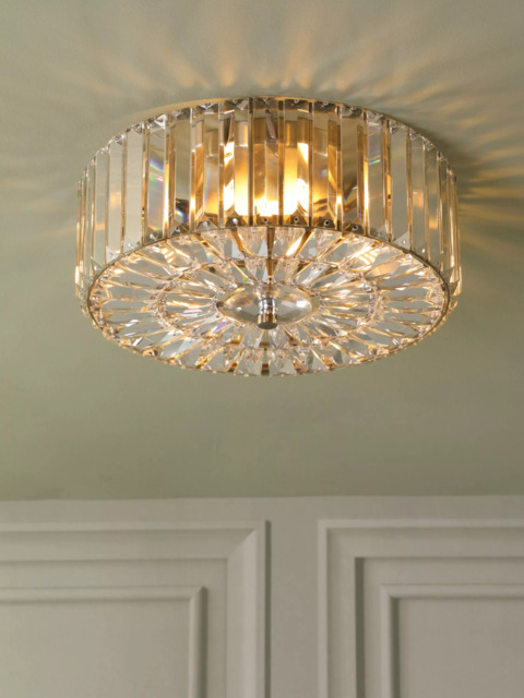 Laura Ashley Fernhurst 3 Bulb Flush Ceiling Light, Antique Brass - image 1