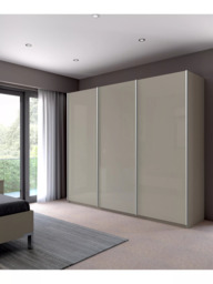 John Lewis Elstra 250cm Wardrobe with White Glass Sliding Doors - thumbnail 3