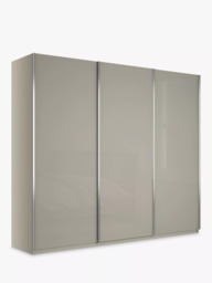 John Lewis Elstra 250cm Wardrobe with White Glass Sliding Doors - thumbnail 1