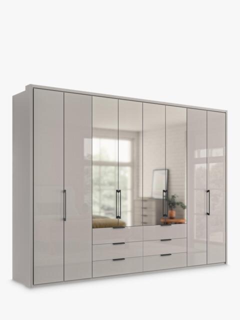 John Lewis Osaka 3m Bi-Fold Wardrobe with 4 Glass Doors, 4 Mirrored Doors & 6 Glass Drawers - image 1