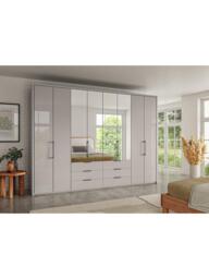 John Lewis Osaka 3m Bi-Fold Wardrobe with 4 Glass Doors, 4 Mirrored Doors & 6 Glass Drawers - thumbnail 2