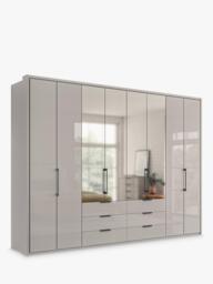 John Lewis Osaka 3m Bi-Fold Wardrobe with 4 Glass Doors, 4 Mirrored Doors & 6 Glass Drawers - thumbnail 1