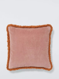 John Lewis Fringed Velvet Cushion - thumbnail 1