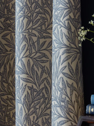 William Morris At Home Original Willow Pair Blackout Lined Pencil Pleat Curtains, Indigo - thumbnail 2