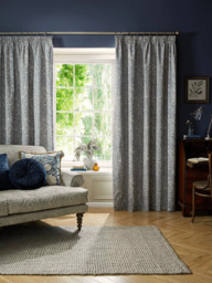 William Morris At Home Original Willow Pair Blackout Lined Pencil Pleat Curtains, Indigo - thumbnail 1
