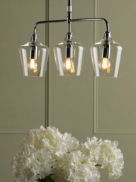 Laura Ashley Ockley 3 Pendant Bar Ceiling Light, Chrome - thumbnail 1