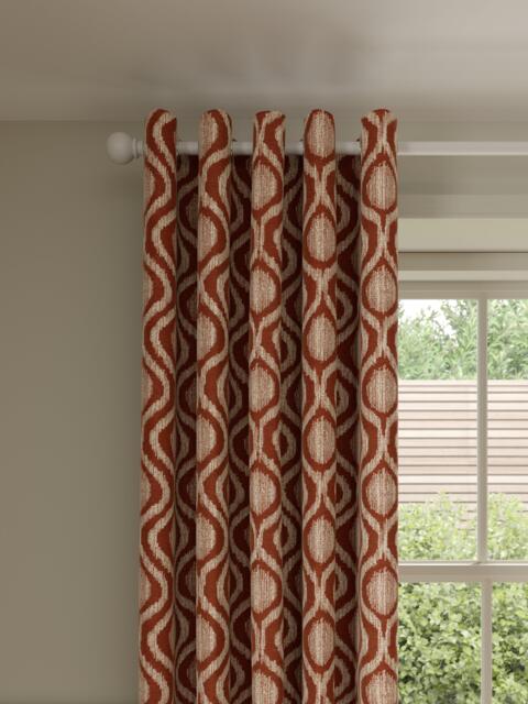 John Lewis Trellis Weave Pair Lined Eyelet Curtains, Bluestone - image 1
