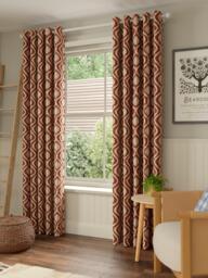 John Lewis Trellis Weave Pair Lined Eyelet Curtains, Bluestone - thumbnail 3