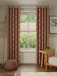 John Lewis Trellis Weave Pair Lined Eyelet Curtains, Bluestone - thumbnail 2
