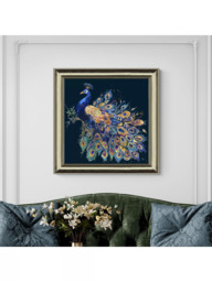 John Lewis Louise Luton 'Opulence' Peacock Framed Print, 86 x 86cm, Taupe/Brown - thumbnail 2