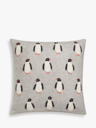 John Lewis French Knot Penguin Christmas Cushion - thumbnail 1