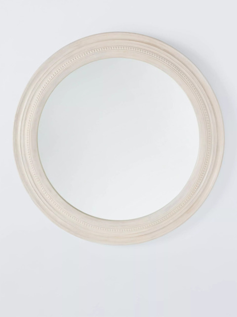 John Lewis Hand-Carved Coastal Wood Frame Round Wall Mirror, 80cm, White Wash - image 1
