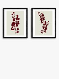 EAST END PRINTS Cartissi 'Floral Silhouette' Framed Print, Set of 2, 53.4 x 43.4cm, Natural