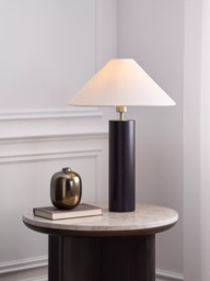 John Lewis Walnut Column Table Lamp, Black - thumbnail 2