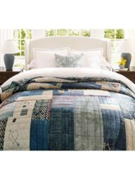 Pottery Barn Love Reversible Quilted Kingsize Bedspread, Blue/Multi - thumbnail 3