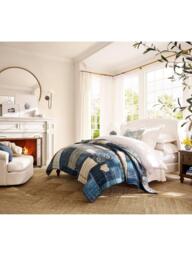 Pottery Barn Love Reversible Quilted Kingsize Bedspread, Blue/Multi - thumbnail 2