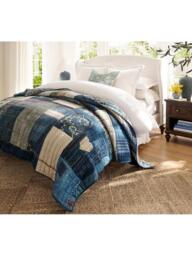 Pottery Barn Love Reversible Quilted Kingsize Bedspread, Blue/Multi - thumbnail 5