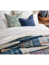 Pottery Barn Love Reversible Quilted Kingsize Bedspread, Blue/Multi - thumbnail 6