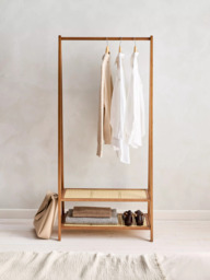 John Lewis Poly Rattan and Bamboo Clothes Rail, Cherry Wood - thumbnail 2