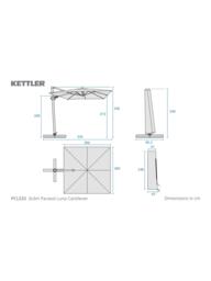 KETTLER Luna Aluminium Cantilever Square Parasol & Base, 3m - thumbnail 5