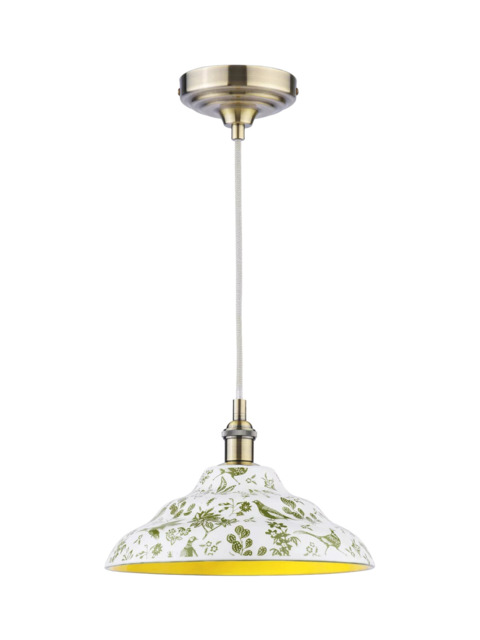 Joules Audley Pheasant Print Ceramic Pendant Ceiling Light, Light Green - image 1