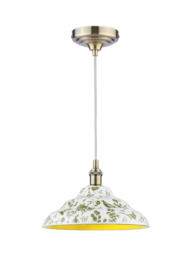 Joules Audley Pheasant Print Ceramic Pendant Ceiling Light, Light Green
