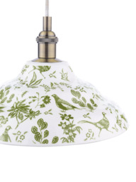 Joules Audley Pheasant Print Ceramic Pendant Ceiling Light, Light Green - thumbnail 4