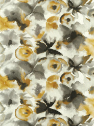Harlequin Flores Made to Measure Curtains or Roman Blind, Charcoal/Mustard - thumbnail 1