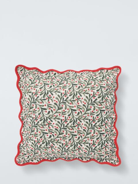 John Lewis Berry Leaf Trail Cushion, Red/Multi - image 1