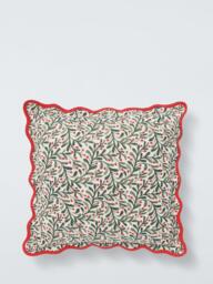 John Lewis Berry Leaf Trail Cushion, Red/Multi - thumbnail 1