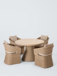 John Lewis Haven Woven Round Garden Dining Table, 120cm, Sandstone - thumbnail 3