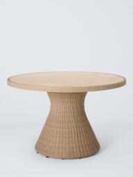 John Lewis Haven Woven Round Garden Dining Table, 120cm, Sandstone